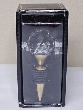 Crystal Globe Wine Stopper with Gold-Tone Accents NEW
